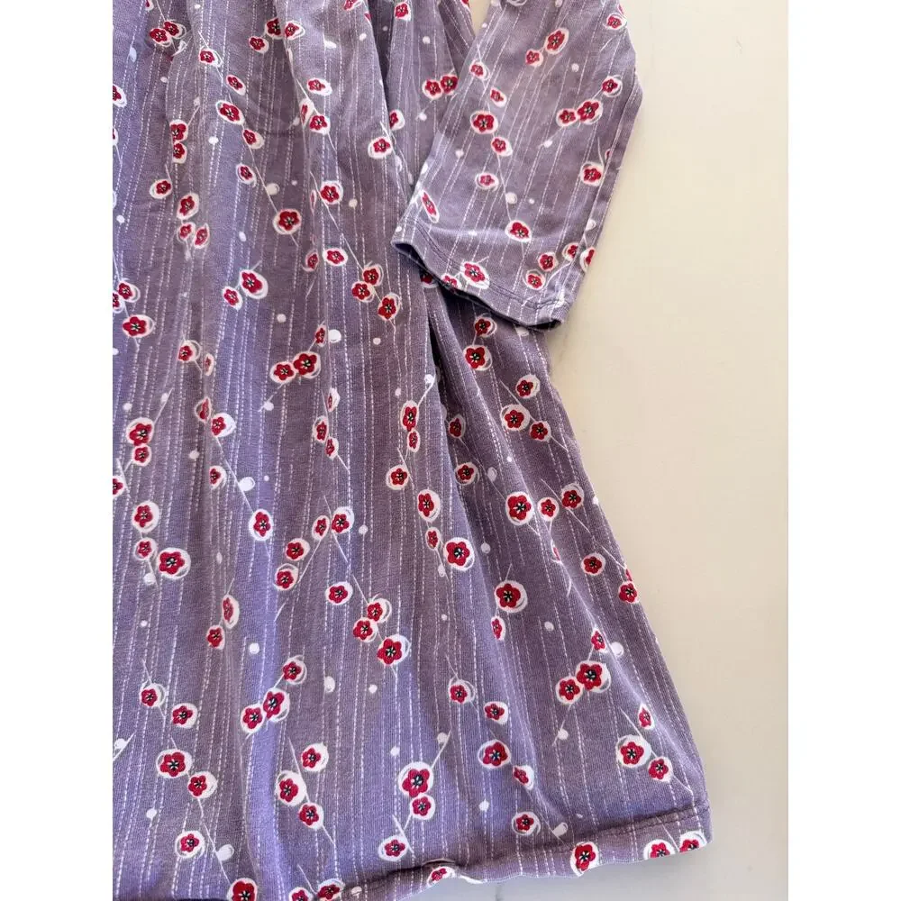 Tea Collection Girls Purple Cherry Blossom V-Neck Swing Dress Size 7